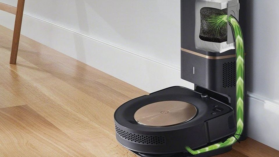 Premium-Modell: Die Absaugstation saugt den kleinen Sauger leer und sammelt den Schmutz in einem Beutel. Die Absaugstation saugt den kleinen Sauger leer und sammelt den Schmutz in einem Beutel.