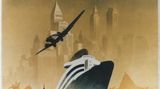 Mit Hakenkreuz am Heck: Dieses Plakat warb 1936 in den USA für Reisen mit Schiff, Flugzeug und Luftschiff nach Deutschland