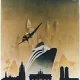 Mit Hakenkreuz am Heck: Dieses Plakat warb 1936 in den USA für Reisen mit Schiff, Flugzeug und Luftschiff nach Deutschland