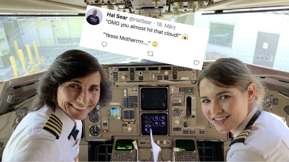 Mutter und Tochter gemeinsam im Cockpit