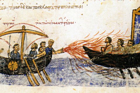 Das Griechische Feuer besaß eine starke Wirkung, ließ sich aber nur mit einem komplizierten Prozedere einsetzen.