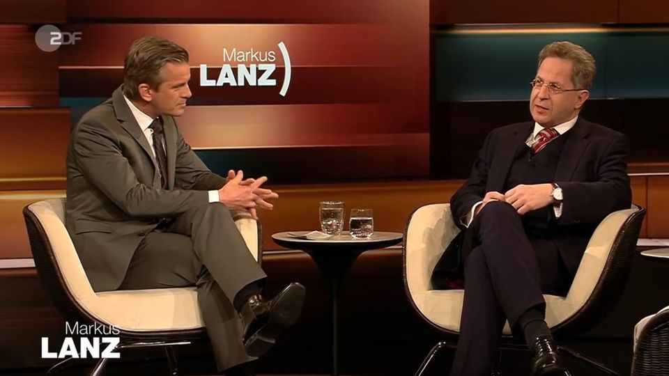 Der frühere Chef des Bundesverfassungsschutzes, Hans-Georg Maaßen (r.), bei Markus Lanz