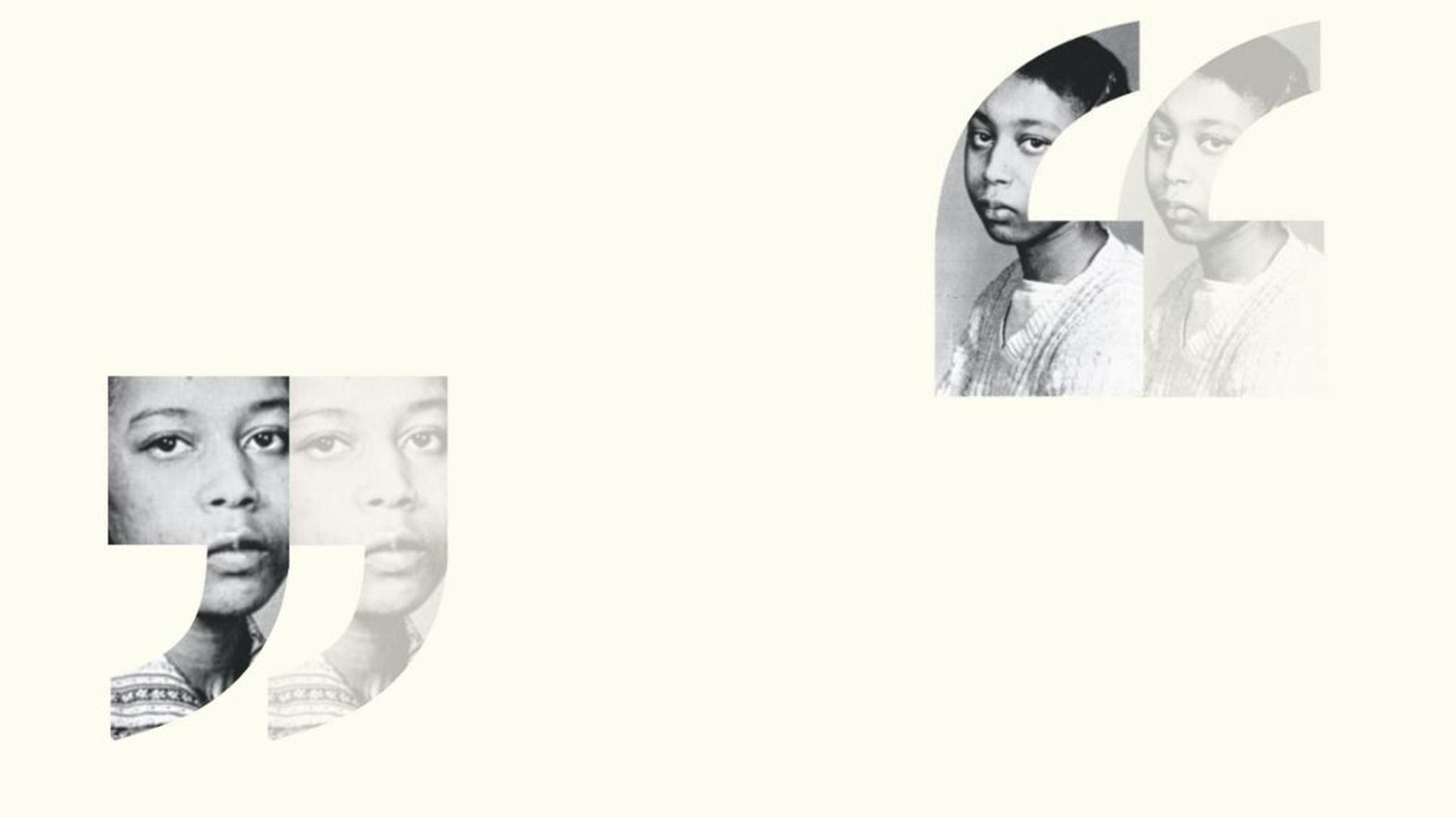 June und Jennifer Gibbons' Gesichter, montiert in Anführungszeichen