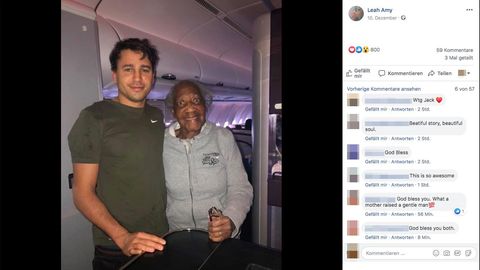 Der Facebook-Post von Amy. Der junge Jack und Violet umarmen sich und lächeln in die Kamera