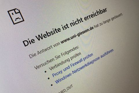 "Die Website ist nicht erreichbar" wird angezeigt
