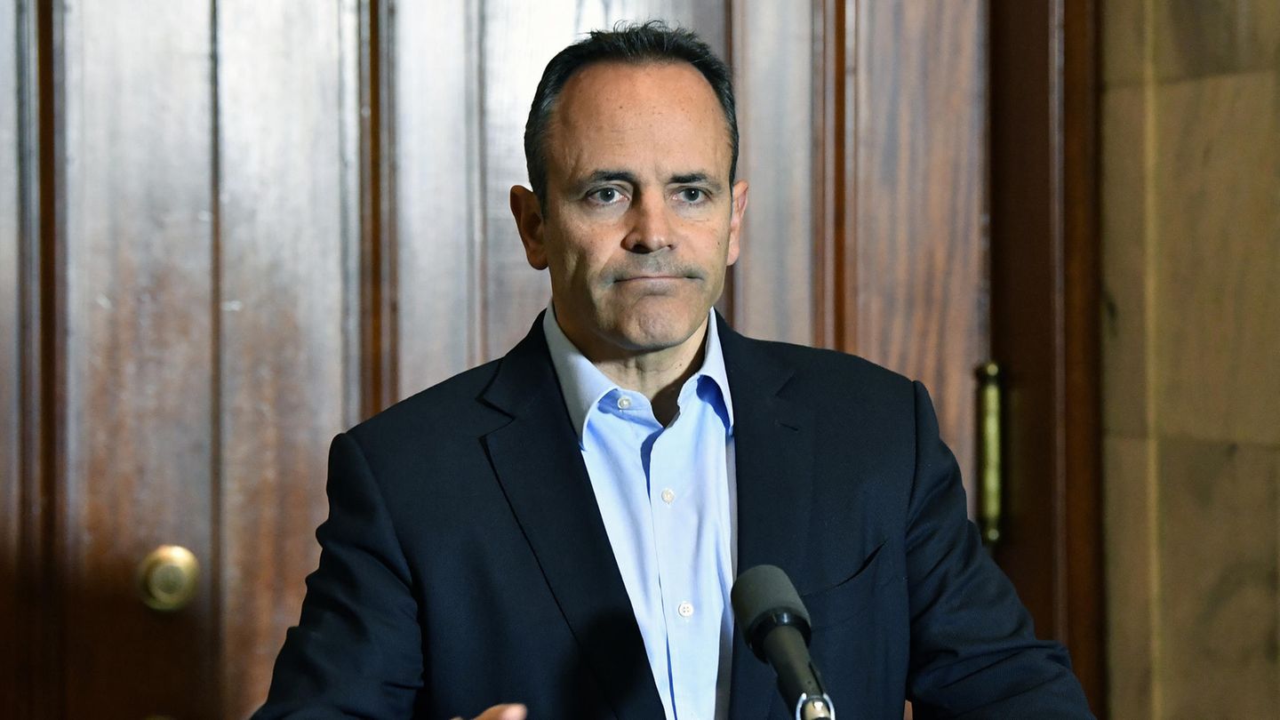 Ex-Gouverneur Matthew Bevin bei einer Pressekonferenz in Frankfort, Kentucky
