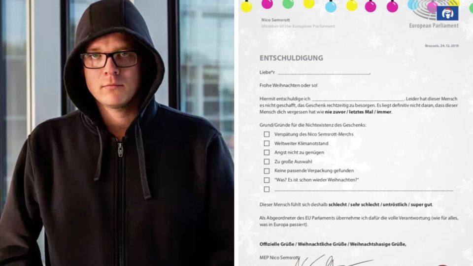 Nico Semsrott veröffentlicht ein Entschuldigungsschreiben für das Weihnachtsfest Nico Semsrott veröffentlicht ein Entschuldigungsschreiben für das Weihnachtsfest