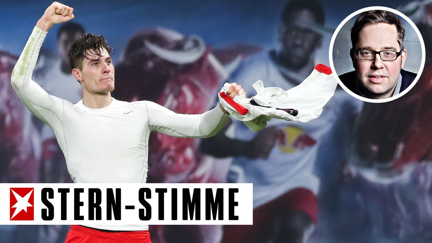 Patrik Schick vom RB Leipzig jubelt nach seinem Treffer zum 2:1 gegen den FC Augsburg