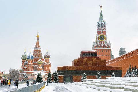 Der Rote Platz in Moskau. Es liegt Schnee