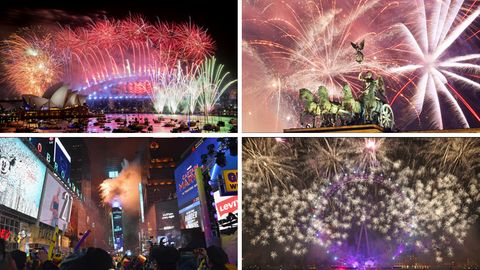 Silvesterfeiern in Sydney, Berlin, New York und London