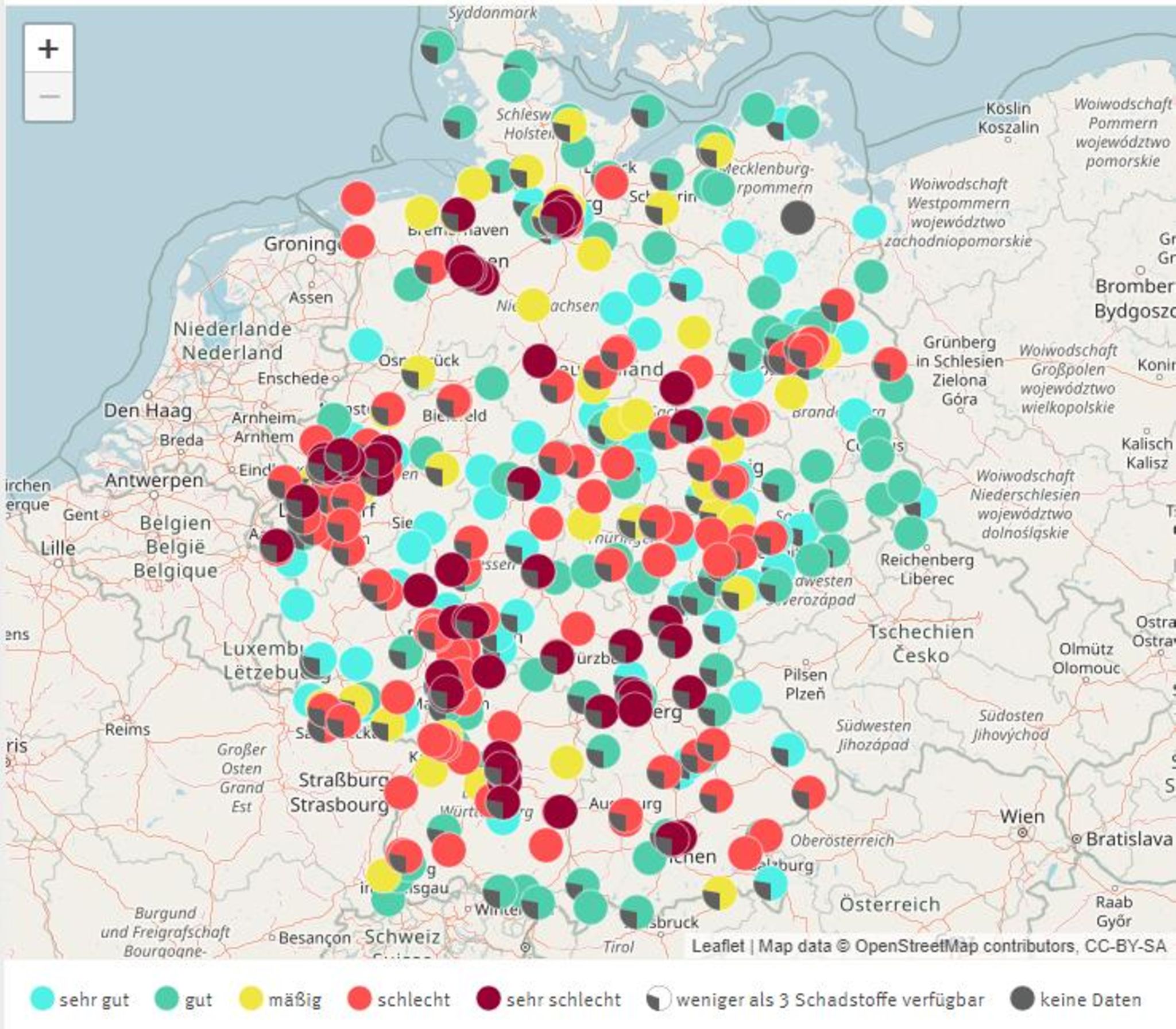 Deutschland: Karte zeigt, wo die Luft nach Silvester schlecht ist