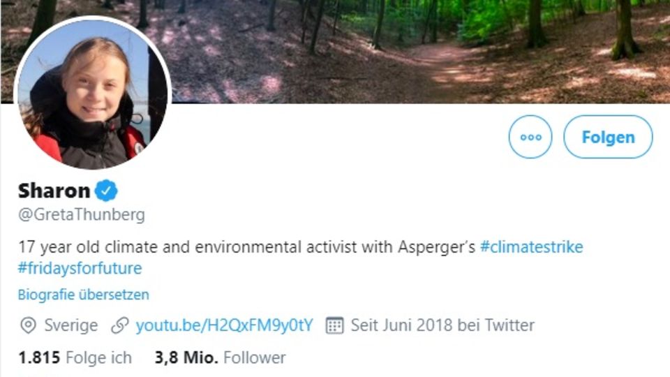 Das Twitter-Profil von Greta Thunberg