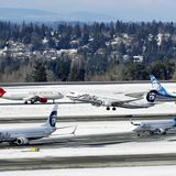 Jet beim Starten auf dem Seattle-Tacoma International Airport