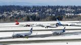 Jet beim Starten auf dem Seattle-Tacoma International Airport