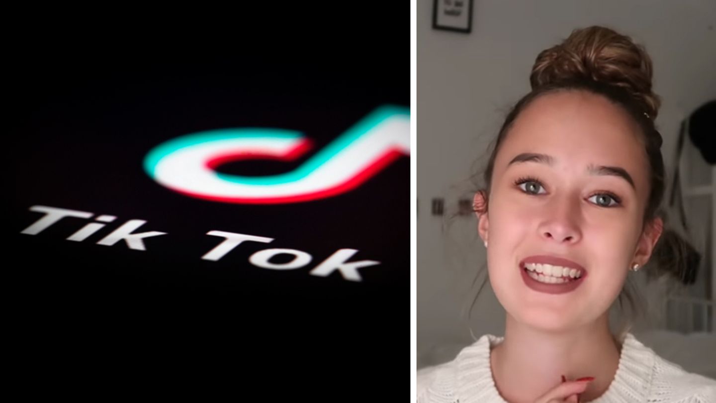 Links: das TikTok-Logo, rechts: Influencerin Laura Sophie