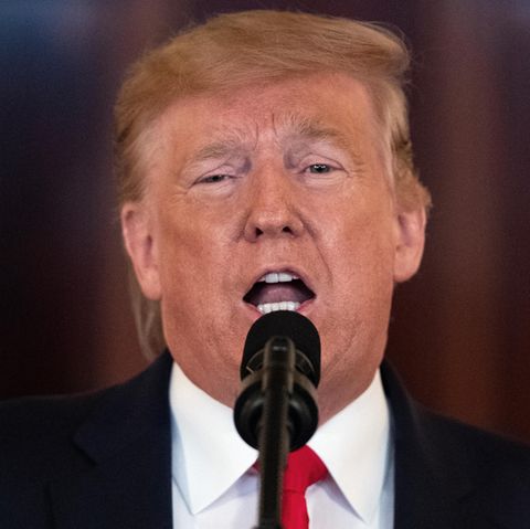 Donald Trump wendet sich in einer Ansprache aus dem Grand Foyer des Weißen Hauses an die Nation
