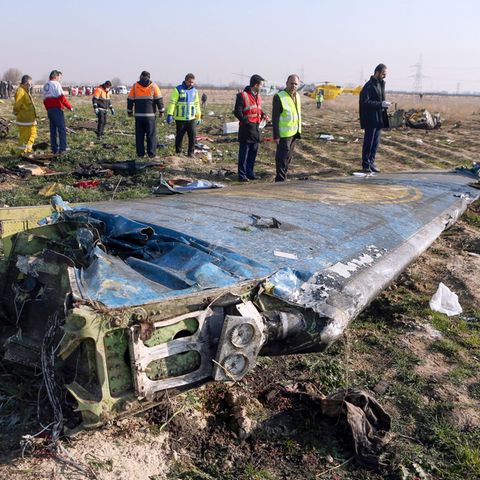 Das Seitenruder der im Iran abgestürzten Boeing 737-800 von Ukraine International Airlines