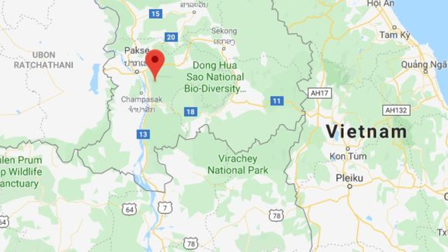 Eine Karte zeigt Teile von Laos und Teile Vietnams