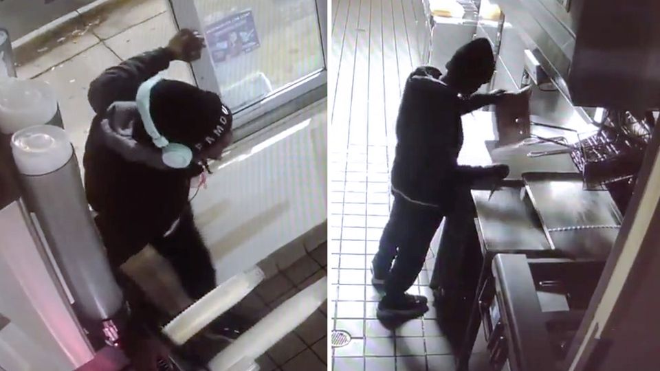 Mann bricht in "Taco Bell"-Filiale ein und macht sich einen Snack. Mann bricht in "Taco Bell"-Filiale ein und macht sich einen Snack.