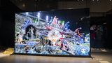 Es wird noch größer  55 Zoll war vor ein paar Jahren die am meisten verkaufte Bildschirmgröße bei neuen Fernsehern. Im vergangenen Jahr verlagerte sich der Trend zu den 65-Zöllern - und in diesem Jahr bekommen wir noch größere Displays im Einzelhandel zu sehen. Experten erwarten eine Vielzahl von Modellen zwischen 75 und 85 Zoll, die in bezahlbare Preisregionen rutschen. Fragt sich bloß: Wo soll man die XXL-TVs nur hinstellen? Den Größenrekord dürfte übrigens Samsung erreicht haben: Der Konzept-TV "The Wall" erstreckt sich auf bis zu 292 Zoll, die Bildschirmdiagonale misst also 7,41 Meter.