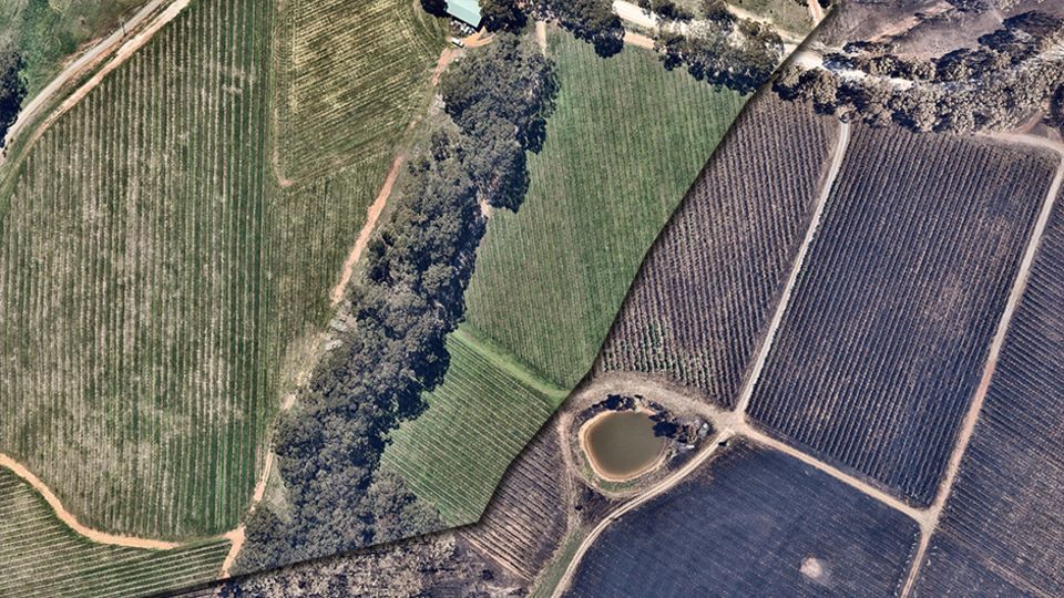 Vorher-Nachher-Bilder: Australien, ein verbranntes Land: Luftbilder zeigen die Zerstörungen durch die Buschfeuer Vorher-Nachher-Bilder: Australien, ein verbranntes Land: Luftbilder zeigen die Zerstörungen durch die Buschfeuer