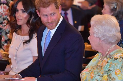 Herzogin Meghan, Prinz Harry und Queen Elizabeth II.