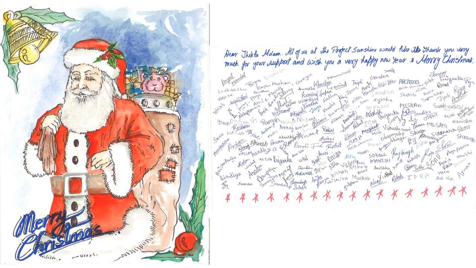 Mit dieser Weihnachtskarte haben sich Schüler des Project Sunshine für die Spenden der stern-Leser bedankt Mit dieser Weihnachtskarte haben sich Schüler des Project Sunshine für die Spenden der stern-Leser bedankt