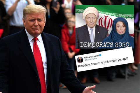 Donald Trump retweetet ein Bild von Nancy Pelosi und Chuck Schumer in traditioneller muslimischer Kleidung.