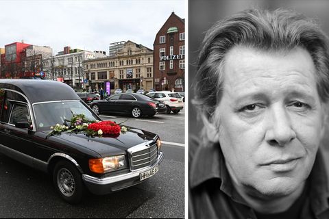 Trauerkonvoi für Jan Fedder in Hamburg; Porträt von Jan Fedder