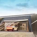 Unten parkt der CyberTruck.