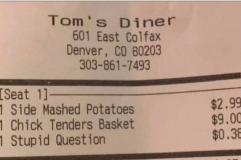 Rechnung aus Tom's Diner in Denver