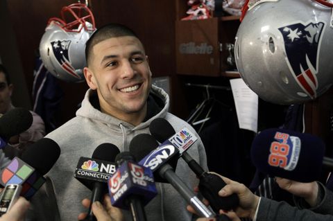 Aaron Hernandez bei einem Interview 2012
