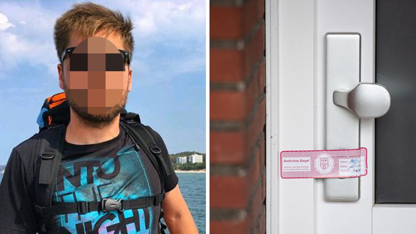 Vermisster Matheus A. aus Hamburg, Polizeisiegel an einer Wohnungstür