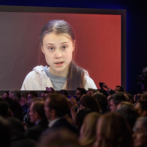 Klimaaktivistin Greta Thunberg spricht während des Weltwirtschaftsforums in Davos