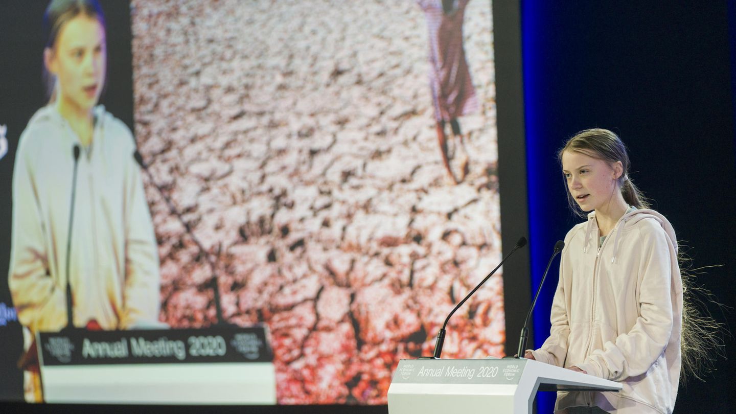 Greta Thunberg, Umweltaktivistin und Schülerin aus Schweden, spricht beim Weltwirtschaftsforum (WEF)