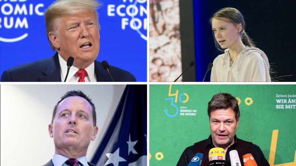 US-Präsident Donald Trump, Greta Thunberg, US-Botschafter Richard Grenell, Grünen-Chef Robert Habeck