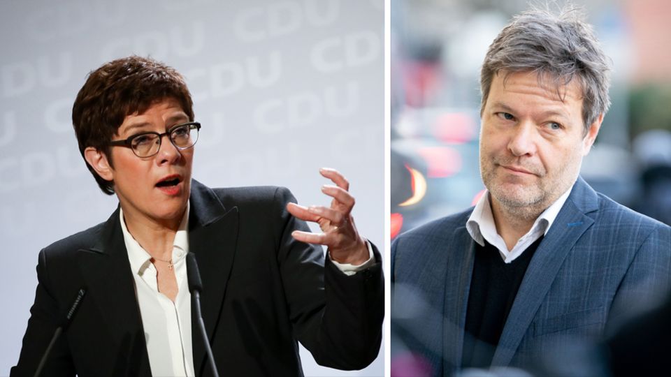 CDU-Chefin Annegret Kramp-Karrenbauer (links) kritisiert Grünen-Chef Robert Habeck wegen seiner Äußerungen zu Trump