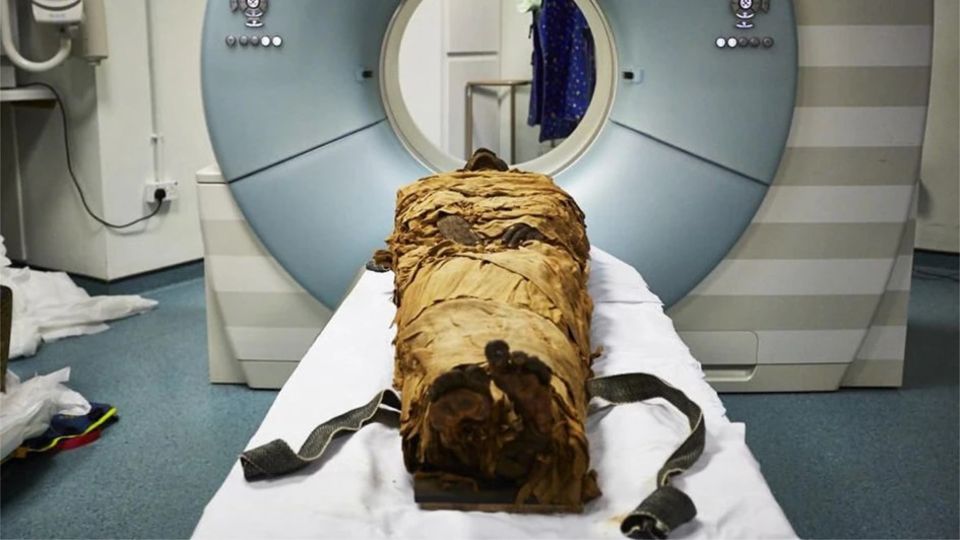 Stimme von Mumie: Mumie liegt in einem CT-Raum