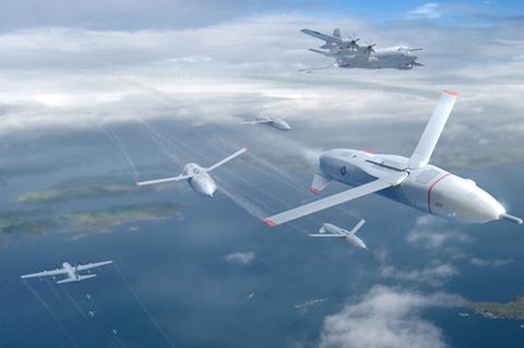 Ziel des Projektes ist es, einen ganzen Drohnenschwarm von der C-130 A aus zu starten und die Drohnen wieder an Bord zu holen.