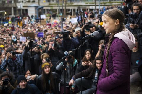 Schweiz, Lausanne: Greta Thunberg spricht bei einer "Fridays for Future"-Demonstration 