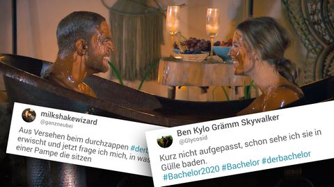 Der Bachelor: Sebastian Preuss und Wioleta in einer Schokoladen-Wanne