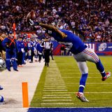 "The Catch": Odell Beckham von den New York Giants fängt einen unglaublichen Touchdown gegen die Dallas Cowboys am 23. November 2014 im heimischen MetLife Stadium 