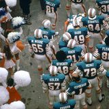 Spieler der Miami Dolphins und Cheerleader