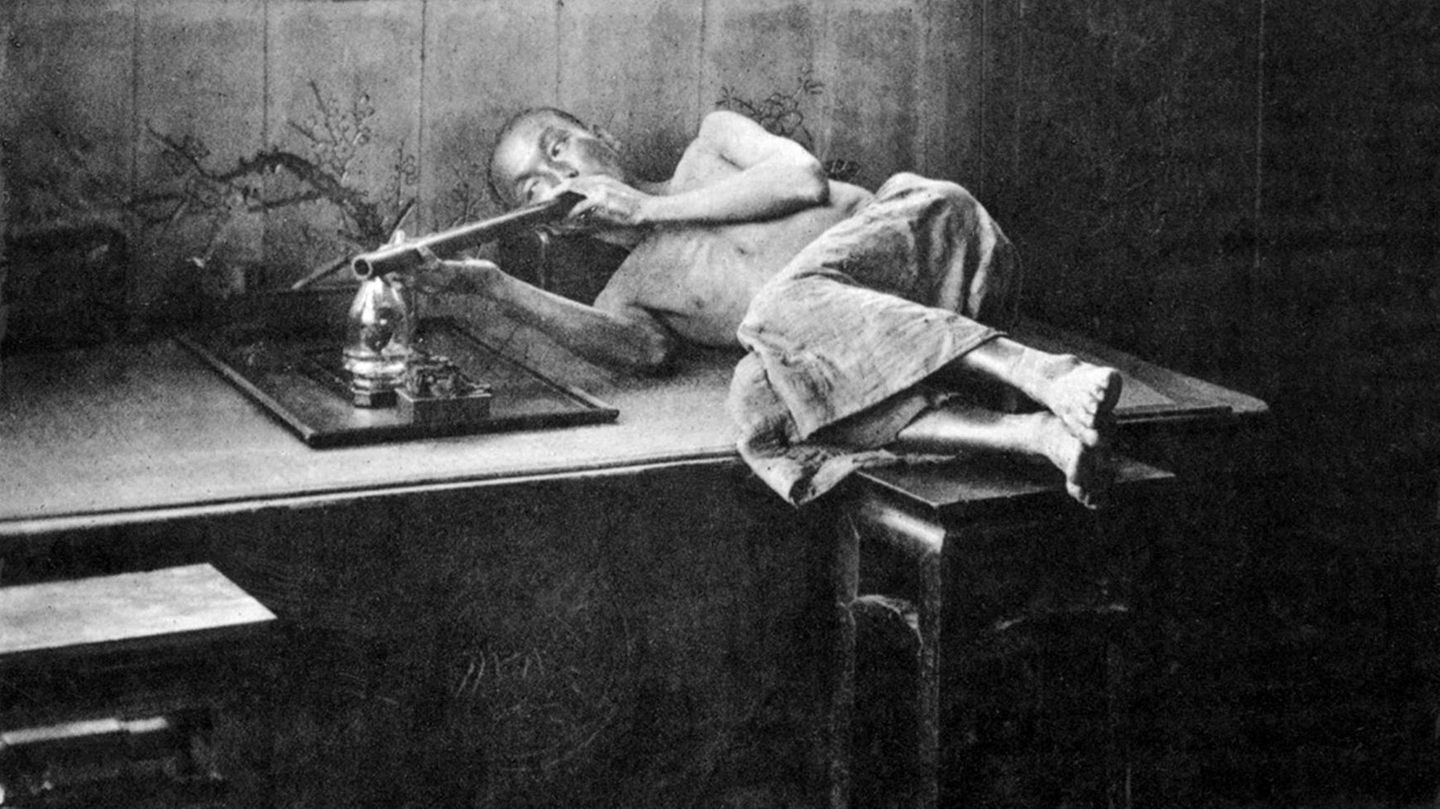 Opiumraucher in Hongkong