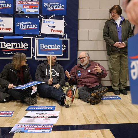 Unterstützer des Bewerbers für die Präsidentschaftskandidatur der Demokraten, Bernie Sanders