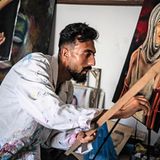 Ali, der Maler, zu Hause in seinem Atelier