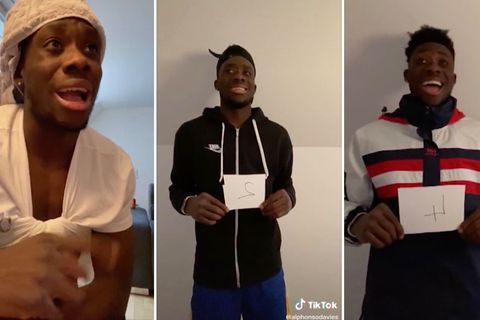 Alphonso Davies parodiert die Backstreet Boys.