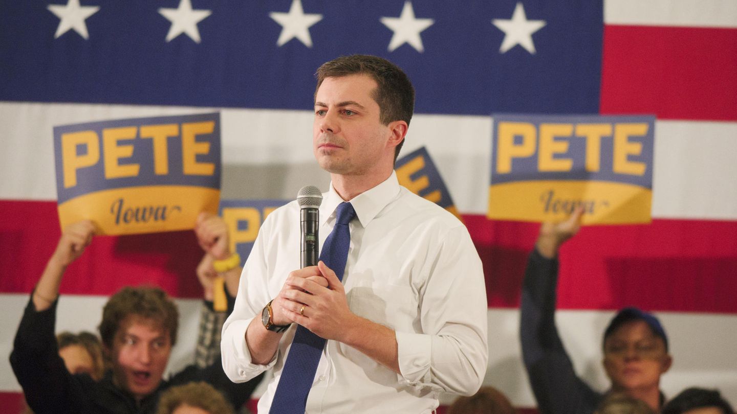 Der demokratische Präsidentschaftskandidat Pete Buttigieg bei einer Wahlkampfveranstaltung in Iowa