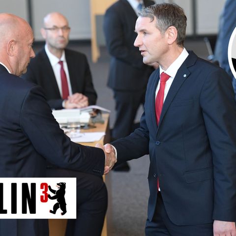 FDP-Mann Thomas Kemmerich (l.) ist auch mit den Stimmen der AfD, hier Landesparteichef Björn Höcke, gewählt worden