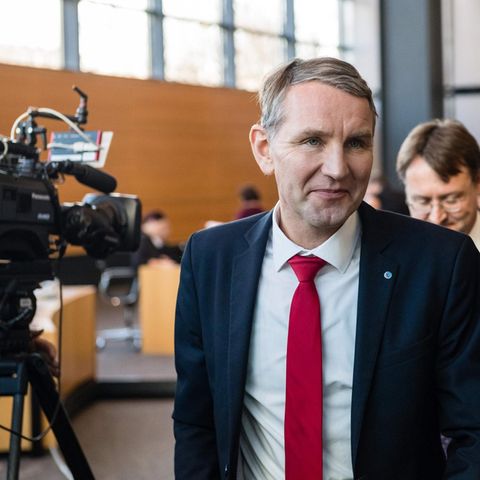 Der Chef der Thüringer AfD-Landtagsfraktion, Björn Höcke, im Parlament in Erfurt
